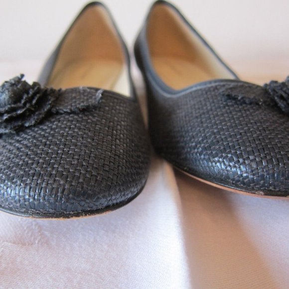 ANN TAYLOR STRAW (NATURAL FIBERS) AND LEATHER FLORAL LOAFERS - BALLET FLAT - 7M - Picture 3 of 7